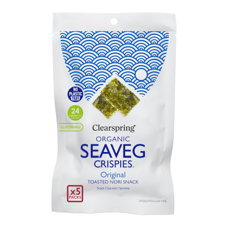 Seaveg Crispies (gerösteter Nori Snack) Multipack- Original, BIO, Clearspring, 5x4g